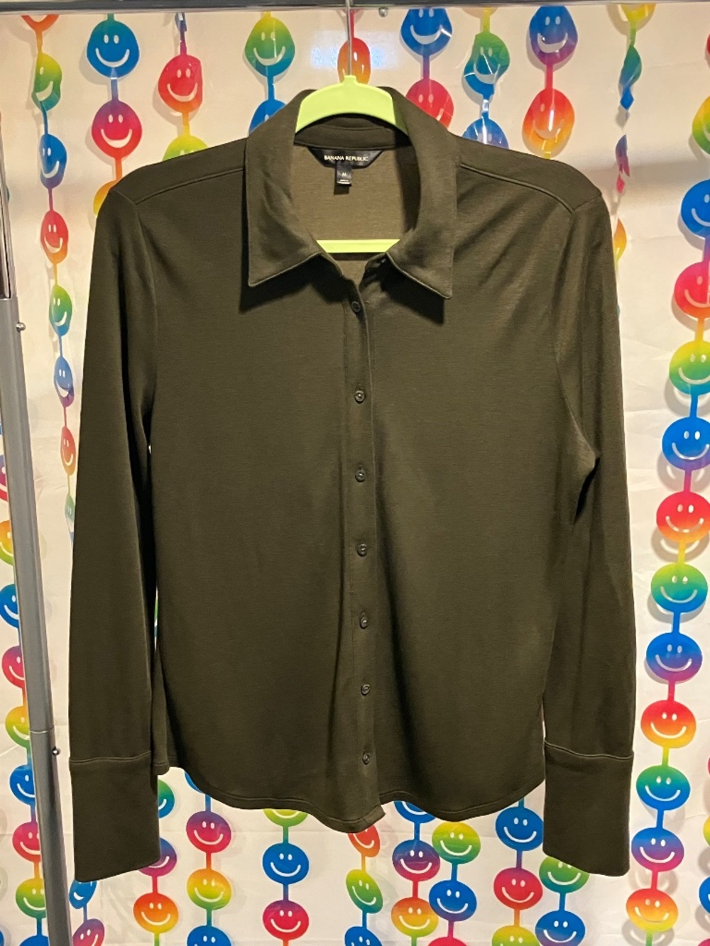Banana Republic Knit Button-Down Shirt (Medium)